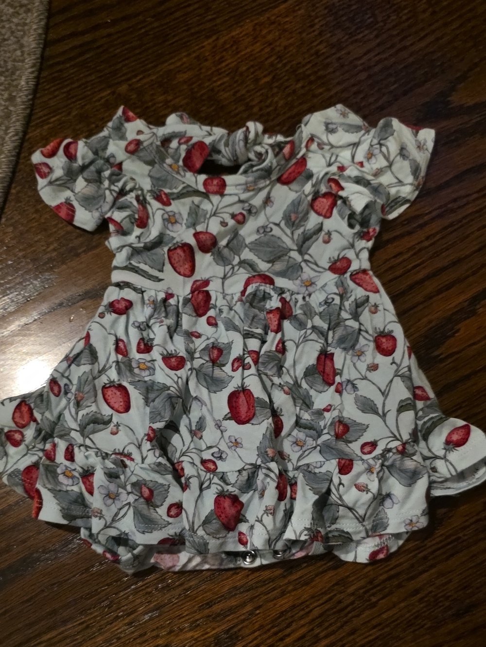 Posh Peanut White Dress with Red Strawberry Print